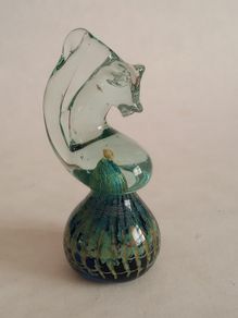 Signed Mdina Glass Seahorse Paperweight