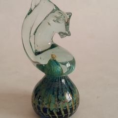 Signed Mdina Glass Seahorse Paperweight