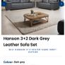 Sofa grey leather 3+2 seater Image 7