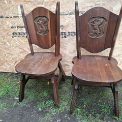 Carved oak hall chair