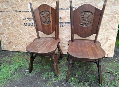 Carved oak hall chair