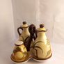 Salt Pepper Vinegar & Olive Oil Set Olive  garden  by slaneyside pottery lemon design  kitchen gift present set Image 2