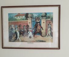 Quirky Framed Cat Print by Louis Wain