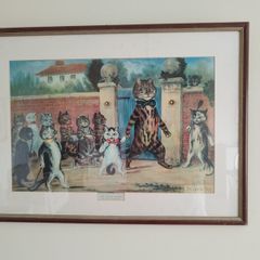 Quirky Framed Cat Print by Louis Wain