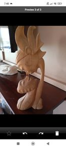 hand carved wooden kissing statue(slight damage on nose see pics)