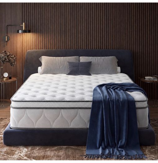 King Size Mattress, 25cm Hybrid Orthopedic Memory Foam Mattress with Pocket Springs, Back Support Motion Isolation, 7-Zoned Coil, Medium Firm & Edge Support