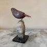 Hand-Carved Gemstone European Robin on Tourmalinated Quartz Base Image 6