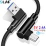 Micro USB Cable 2.4A Fast Charging 90 Degree Elbow: 2m Grey Image 3