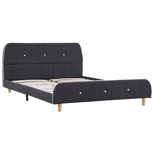 Bed Frame Dark Grey Fabric 135x190 cm