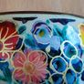 Vintage Boho brass floral enamelled wide bangle Image 3