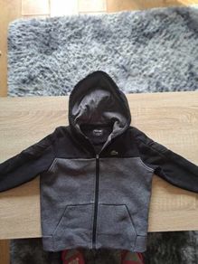 Genuine Lacoste boys grey/ black full zip hoodie age 6 116 cm 46 inch Postage included