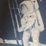 Vintage Very Large Framed Astronaut Moonwalk Print Conquest of Space Image 2