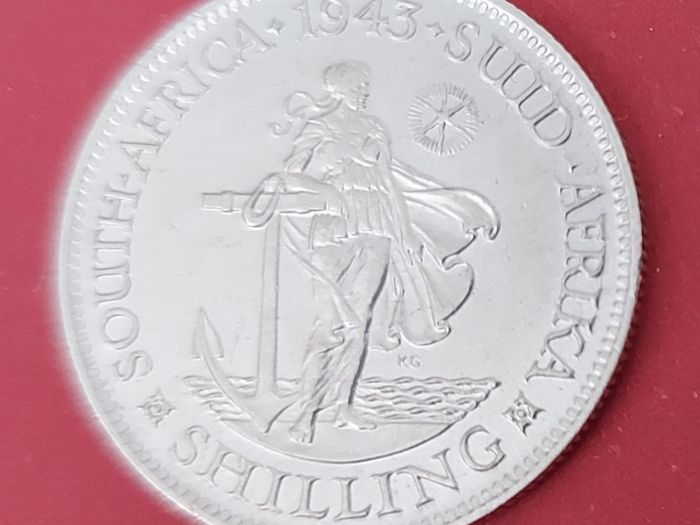 South Africa 1943 George VI One Shilling Uncirculated Silver Coin