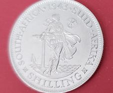 South Africa 1943 George VI One Shilling Uncirculated Silver Coin