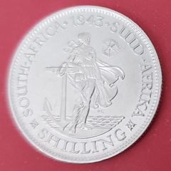 South Africa 1943 George VI One Shilling Uncirculated Silver Coin