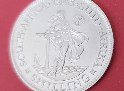 South Africa 1943 George VI One Shilling Uncirculated Silver Coin