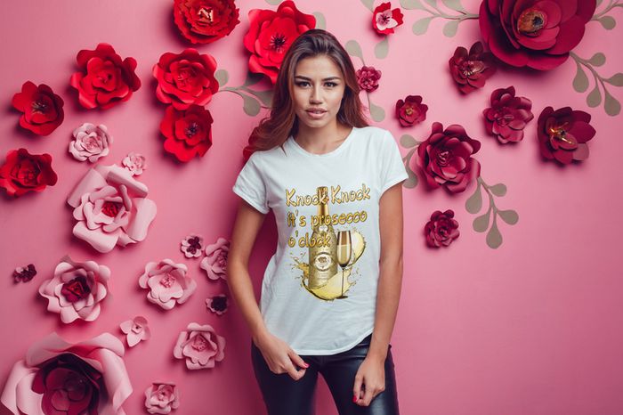 Knock Knock it's prosecco o'clock ladies t-shirt