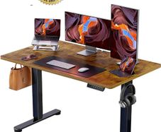 Electric Standing Desk Height Adjustable 120 x 60cm, Sit Stand Desk with 4 Memory Smart Pannel for Home Office with Splice Board