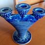Blue Ceramic 3x Candle Holder Image 4