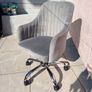 Grey Velvet Office / Desk Chair Image 2