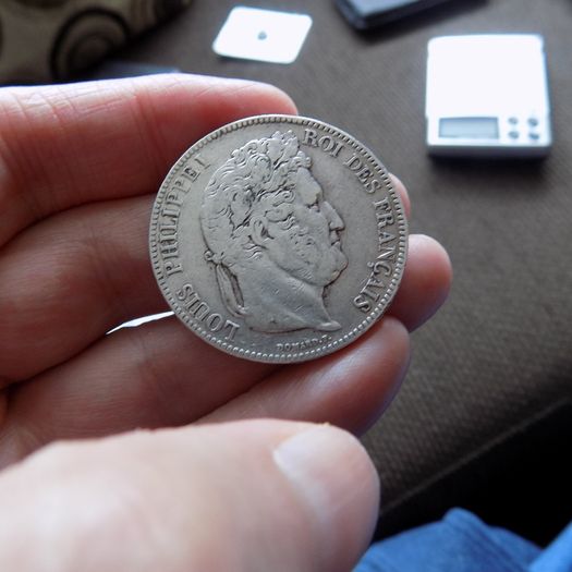France 1834 BB,5 francs.King Louis Philippe.90% silver.