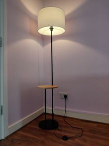 Tall floor lamp with built in table