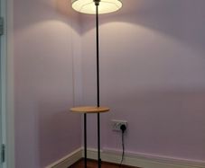 Tall floor lamp with built in table