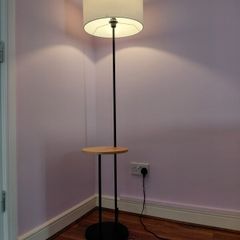 Tall floor lamp with built in table