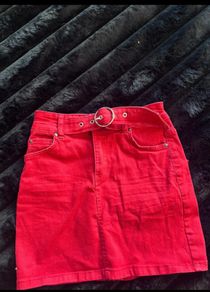 Berska Red Denim Skirt