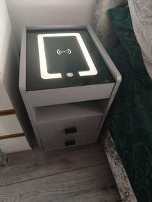 Smart bedside locker with wireless charging and LED light