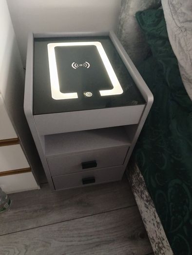 Smart bedside locker with wireless charging and LED light
