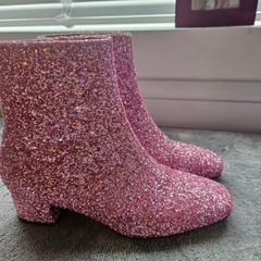 pink sequin ankle boots
