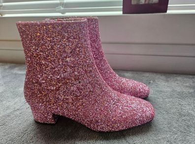 pink sequin ankle boots