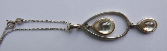 Vintage Sterling Silver 925 "Teardrop " Pendant and Necklace length 21" - 6,58g