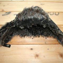 H&M Unisex black Ear Flap, Bomber Hat, with fur. 3-6 years