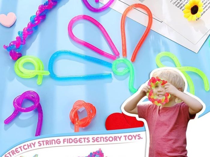 6x Stretchy Children Fidget Noodles String Fidget Stretchy Monkey Worm Noodle String Toy for Kids and Adults, DIY Hand-Knit Rope Anti Stress Rope Sensory for Reducing Anxiety & Stress (FREE POSTAGE)