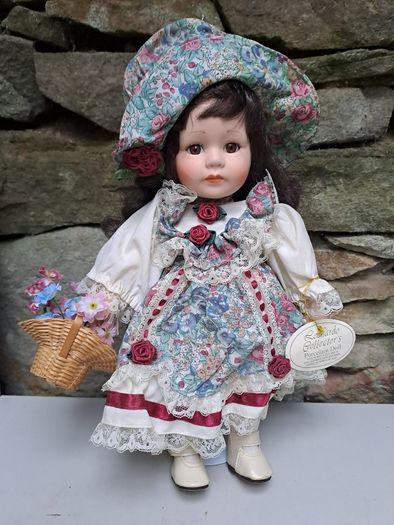 Leonardo Porcelain Doll Charlotte Vintage Floral Dress