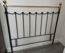 Black Wrought Iron with Brass Top Bed Head