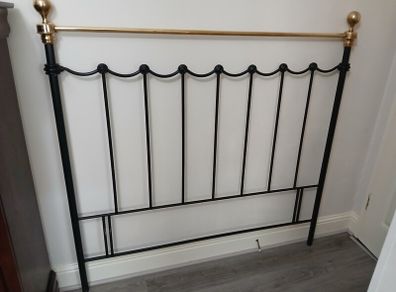 Black Wrought Iron with Brass Top Bed Head