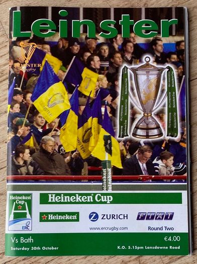 2004 Heineken Cup Leinster v Bath Programme & Ticket