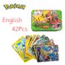 42pcs/set Iron Metal Box Pokemon TAKARA TOMY Battle Toys Lost Origin Pokemons Box with Pikachu Game Anime Bank Cards for Children Image 2