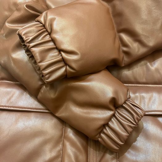 Padded Faux Leather Coat