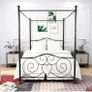 Double Canopy Bed Frame with Vintage Headboard & Footboard, Black 135x190cm Double Canopy Bed Frame, 4ft6 Heavy Duty Metal Bed, Heart Scroll Headboard & Footboard, Steel Slats for Bedrooms Image 7