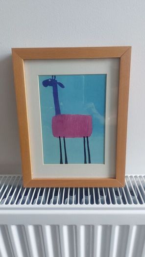 Lovely Set of Three Framed Prints of Brightly Coloured Artworks of Animals in a Naive And Fun Style Perfect for a Baby Nursery or Kids Bedroom