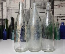 325 - Set of 3 Vintage Clear Glass Collectible Decorative L Rose and Co Bottles