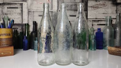 325 - Set of 3 Vintage Clear Glass Collectible Decorative L Rose and Co Bottles