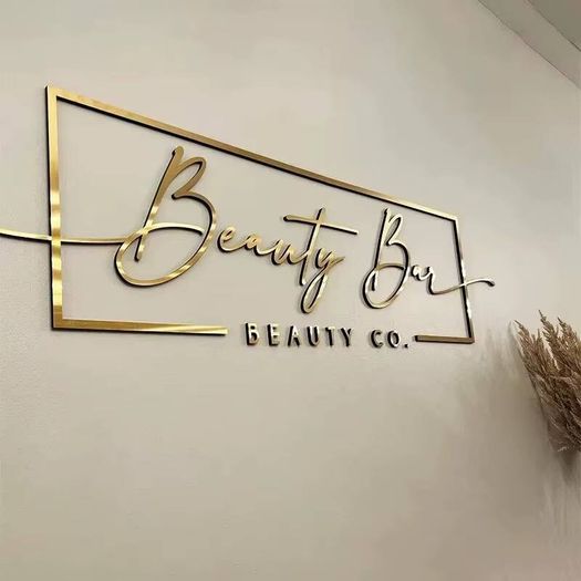 Mirror Gold Acrylic Logo Lettering - Custom Cut Wall Sign, Any Logo or Name