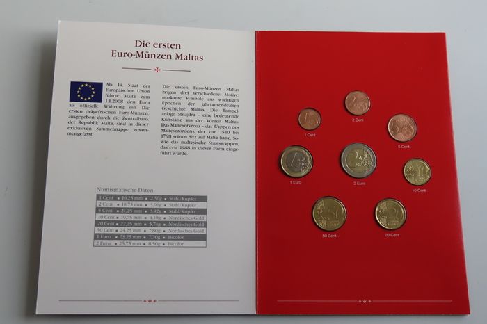 Malta 2008 euro coins BUNC first ever year
