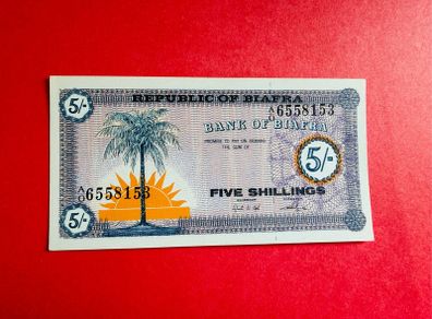 Biafra  5 /shillings  1967 ( Uncirculated ) Pick 1.SCARCE