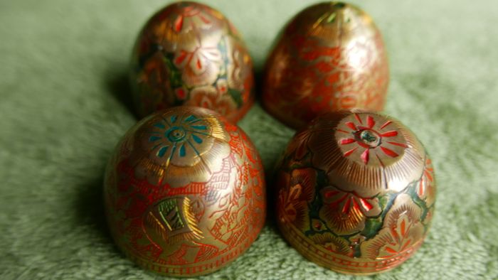 Vintage Decorated Brass Eggs